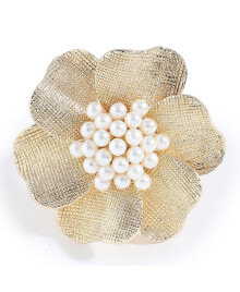 Women's Gold Metallic Flora Statement Ring купить в аутлете