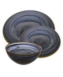 Classic Touch 12 Piece Alabaster Dinnerware Set