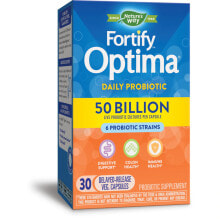 Пребиотики и пробиотики natures Way Fortify Optima Probiotic Пробиотики для иммунной и пищеварительной поддержки 50 млрд КОЕ 6 штаммов 30 вегетарианских капсул