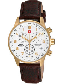 Мужские наручные часы с коричневым кожаным ремешком Swiss Military SM34012.07 Chronograph 41mm 5 ATM