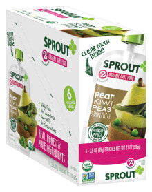 Детское пюре Детское пюре Sprout Organic Baby Food 6 шт, груша, киви, горошек, шпинат, 6 месяцев и выше