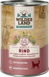 Купить влажные корма для собак Wildes Land: Nassfutter Hund mit Rind & Süßkartoffeln, 400 g