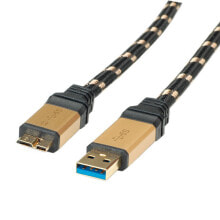 ROLINE 11.02.8878 USB кабель 0,8 m 3.2 Gen 1 (3.1 Gen 1) USB A Micro-USB B Черный, Золото