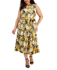 Kasper plus Size Floral-Print Fit & Flare Dress