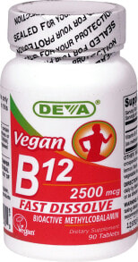 Витамины группы B Deva Vegan B12 Витамин В12--2500 МЕ-- 90 веганских таблеток