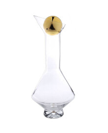 Classic Touch glass Diamond Shaped Decanter with Gold Tone Reflection and Lid