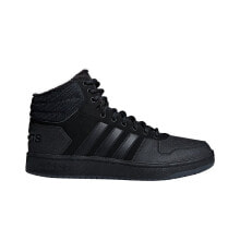 Мужские кроссовки Мужские кроссовки повседневные черные кожаные высокие демисезонные Adidas Hoops Mid 20