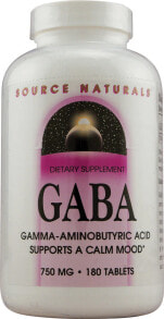 Мелатонин, сератонин source Naturals GABA Гамма-аминомасляная кислота 750 мг 180 таблеток