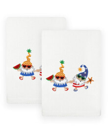 Linum Home summer Gnomes Embroidered Turkish Cotton Hand Towel, 2 Piece Set