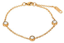 Gold plated steel bracelet with shiny ornament