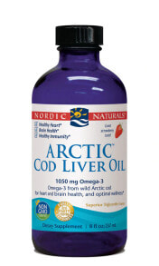 Рыбий жир и Омега 3, 6, 9 Nordic Naturals Arctic Cod Liver Oil Strawberry Масла из печени арктической трески  237 мл