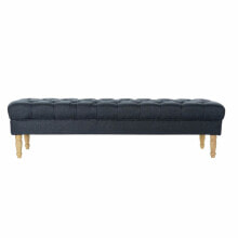 Bench DKD Home Decor Natural Blue Polyester Rubber wood (158 x 50 x 42 cm)