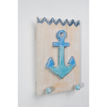 Wall mounted coat hanger Romimex Blue Natural Wood Anchor 20 x 30 x 7 cm