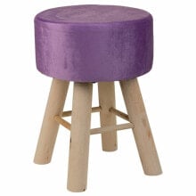 Stool Alexandra House Living Purple Velvet Bamboo Pinewood Sponge MDF Wood 32 x 44 x 32 cm