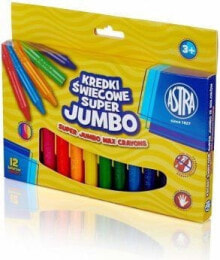 Цветные карандаши для рисования для детей Astra Super Jumbo 12 Color Candle Crayons