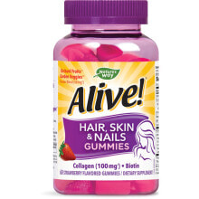 Витамины и БАДы для кожи nature's Way Alive! Hair Skin & Nails Комплекс с коллагеном и биотином для здоровья волос ногтей и кожи 60 жевательных таблеток