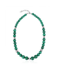 Купить ювелирные кулоны и подвески American West Jewelry: Sterling Silver and Graduated Malachite Gemstone Bead Necklace, 17 Inches