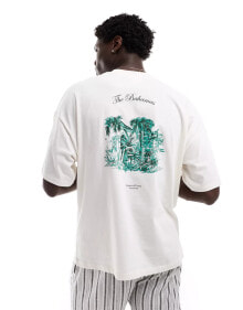 Купить мужские футболки и майки SELECTED HOMME: Selected Homme oversized t-shirt with bahamas backprint in cream