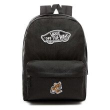 Женский спортивный рюкзак текстильный черный с логотипом и карманом VANS Realm Backpack szkolny Custom Tiger - VN0A3UI6BLK