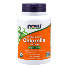 Водоросли nOW Certified Organic Chlorella Сертифицированная органическая хлорелла 500 мг 200 таблеток