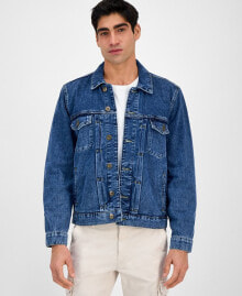 Sun + Stone men's Ridge Pleated Denim Trucker Jacket, Exclusively at Macy's