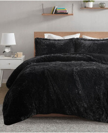 Intelligent Design malea Shaggy Faux-Fur 3-Pc. Duvet Cover Set, Full/Queen