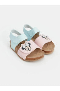 Minnie Mouse Baskılı Kız Bebek Sandalet