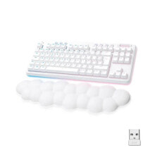 Клавиатуры logitech G Gaming-Tastatur G715 Mechanical Wireless Tactile (GX Brown) mit Handballenauflage White Mist