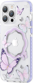 Kingxbar Kingxbar Butterfly Series magnetyczne etui iPhone 14 Plus MagSafe etui z motylami fioletowe