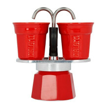 Italian Coffee Pot Bialetti 2 Cups Red Metal Aluminium 100 ml
