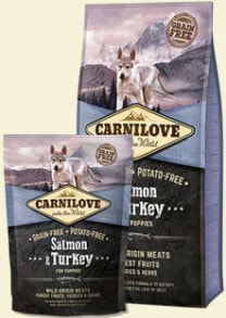 Сухие корма для собак Корм для собак CARNILOVE, For Puppies, для щенков, с лососем и индейкой, 1.5 кг