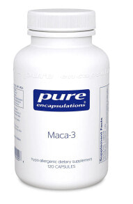 Витамины и БАДы для мужчин Pure Encapsulations Maca-3 Гипоаллергенный добавка на основе перуанской маки, для поддержания энергии и выносливости 120  капсул