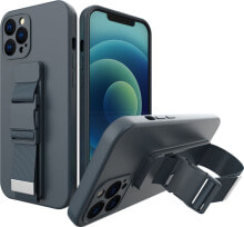 Hurtel Rope case żelowe etui ze smyczą łańcuszkiem torebka smycz iPhone 12 Pro Max granatowy