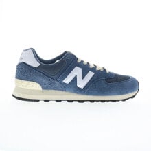 New Balance 574 U574RBJ Mens Blue Suede Lace Up Lifestyle Sneakers Shoes