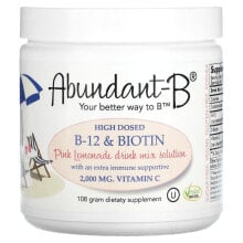 Sufficient C, Abundant-B High Dosed B-12 & Biotin Drink Mix, Pink Lemonade, 108 g