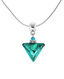 Ювелирные колье krásný náhrdelník Green Triangle s ryzím stříbrem v perle Lampglas NTA7