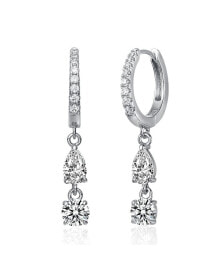 Купить серьги Rachel Glauber: Elegant Two-Stone Dangle Huggie Earrings