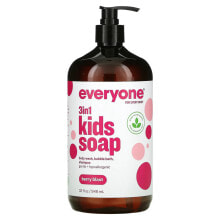 Детские средства для купания everyone, 3 In 1 Kids Soap, Body Wash, Bubble Bath, Shampoo, Berry Blast, 32 fl oz (946 ml)