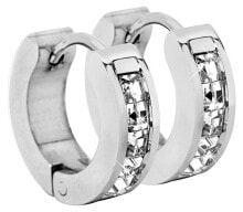 Женские серьги стальные серьги-кольца с кристаллами