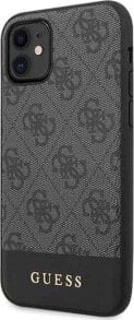 Guess Guess GUHCN61G4GLGR iPhone 11 szary/grey hard case 4G Stripe Collection