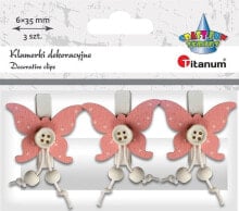 Декоративные элементы и материалы для детского творчества titanum Ozdoba drewniana Klamerki motyle 3szt