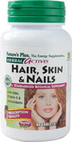 Витамины и БАДы для кожи naturesPlus Herbal Actives Hair Skin & Nails Гипоаллергенный комплекс с МСМ, витамином R и антиоксидантами для волос, кожи и ногтей 60 таблеток