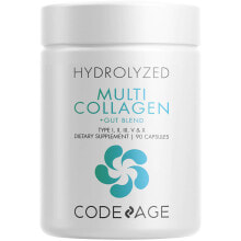 Коллаген codeage Multi Collagen Комплекс с коллагеновыми пептидами типа I, II, III, V и X и пробиотиками для здоровья кишечника 90 капсул