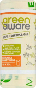 Мешки для мусора greenAware GreenAware, Kompostowalne reklamówki wielokrotnego użytku, T-shirt, 30L, 10 szt.