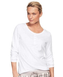 Купить женские пижамы Ellos: Plus Size Long Sleeve Henley Sleep Tee