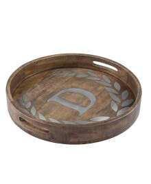 Heritage Collection Monogram Mango Wood Round Tray