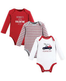 Baby Boys Cotton Long-Sleeve Bodysuits, Valentine Truck, 3-Pack купить онлайн