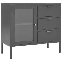 Sideboard BILAL Stahl u. Hartglas Grau