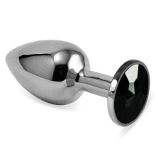Плаг или анальная пробка LOVETOY Butt Plug Silver Rosebud Classic with Black Jewel Size S