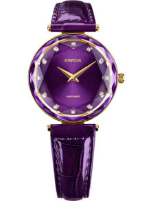 Женские наручные часы Женские наручные часы с фиолетовым кожаным ремешком Jowissa J5.753.M Brilliant Damen 30mm 5ATM
